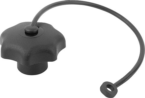 STERNGRIFF ÄHNLICH DIN6336 MIT SICHERUNGSBAND D=M10, D1=40, FORM:KS, THERMOPLAST SCHWARZ,