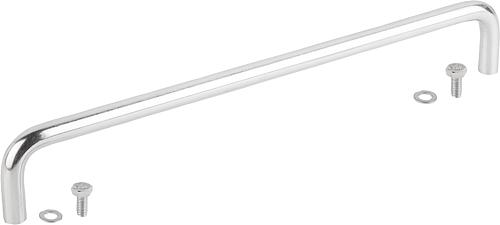 BÜGELGRIFF, A=250, L=260, D=M05x10, H=40, EDELSTAHL 1.4404 HALBGLÄNZEND GLEITGESCHL.