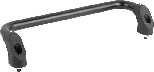 ROHRGRIFF ABGEWINKELT A=200, L=230, D=M08X30, H=55,5, ALUMINIUM SCHWARZ ELOXIERT KOMP:THERMOPLAST