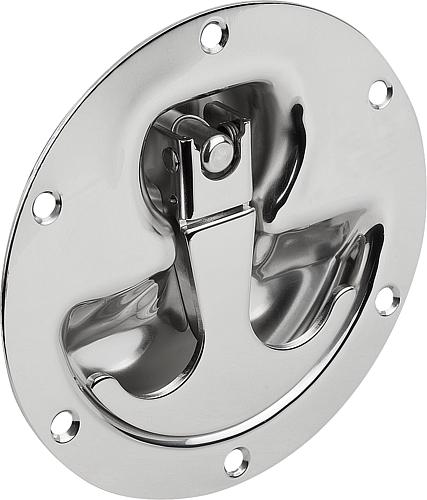 SCHALENGRIFF KLAPPBAR, ANSCHRAUBBAR, L1=120, L=98, H=120, FORM:A RUND, EDELSTAHL