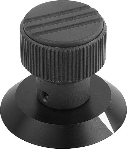 RÄNDELKNOPF MIT MARKIERUNG GR.1, D1=21, H=26,5, D=5, THERMOPLAST SCHWARZGRAU RAL7021,