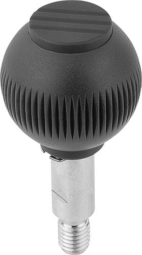 GRIFFKUGEL DREHBAR GR.4, D1=50 D=M12X20, THERMOPLAST SCHWARZGRAU RAL7021, KOMP:STAHL,