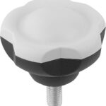 FÜNFSTERNGRIFF D1=50 D=3/8-16X20 H=34,8, FORM:L, THERMOPLAST SCHWARZGRAU RAL7021, KOMP:EDELSTAHL,
