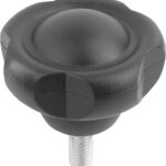 FÜNFSTERNGRIFF D1=50 D=1/2-13X60 H=34,8, FORM:L, THERMOPLAST SCHWARZGRAU RAL7021, KOMP:STAHL,