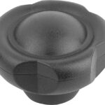 FÜNFSTERNGRIFF D1=50 D=5/16-18 H=34,8, FORM:K, THERMOPLAST SCHWARZGRAU RAL7021, KOMP:STAHL,