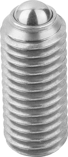 FEDERNDES DRUCKSTÜCK VERSTÄRKTE FEDERKRAFT D=5/8-11 L=33, EDELSTAHL, KOMP:KUGEL AUS EDELSTAHL