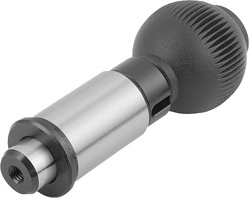 PRÄZISIONS-ARRETIERBOLZEN OHNE RASTNUT, FORM:A STAHL, STANDARD, KOMP:THERMOPLAST, SCHWARZGRAU