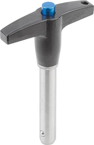 KUGELSPERRBOLZEN MIT T-GRIFF, D1=5, L=30, L1=6, L5=36, EDELSTAHL, KOMP:ALUMINIUM