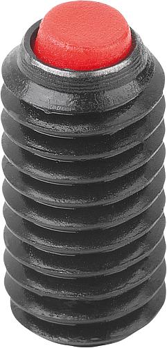 KUGELDRUCKSCHRAUBE OHNE KOPF, FORM:C KUGEL AUS POM, M04, L=9,9, VERGÜTUNGSSTAHL, KOMP:POLYACETAL