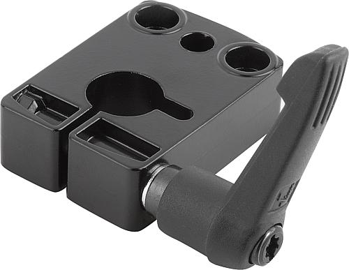 MONTAGEPLATTE MIT KLEMMHEBEL SEITLICH, EL=1, D=8 33X15X47, ZINK, KOMP:KUNSTSTOFF