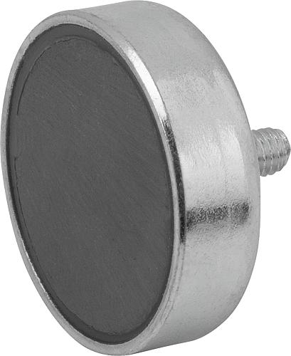MAGNET FLACHGREIFER M03X7, D=13 ±0,15, H1=11,5, FORM:A, HARTFERRIT, RUND, KOMP:STAHL