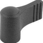 FLÜGELGRIFF EINSEITIG GR.1 M05, A=27,5, H=24 FORM:K MIT DECKEL, THERMOPLAST SCHWARZGRAU RAL7021,