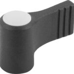 FLÜGELGRIFF EINSEITIG GR.1 M05, A=27,5, H=24 FORM:K MIT DECKEL, THERMOPLAST SCHWARZGRAU RAL7021,