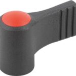 FLÜGELGRIFF EINSEITIG GR.9 M05, A=22, H=18 FORM:K MIT DECKEL, THERMOPLAST SCHWARZGRAU RAL7021,