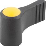 FLÜGELGRIFF EINSEITIG GR.2 M08, A=37,5, H=36 FORM:K MIT DECKEL, THERMOPLAST SCHWARZGRAU RAL7021,