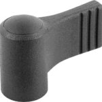 FLÜGELGRIFF EINSEITIG GR.9 M04, A=22, H=18 FORM:K MIT DECKEL, THERMOPLAST SCHWARZGRAU RAL7021,