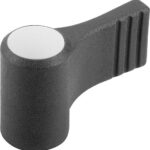 FLÜGELGRIFF EINSEITIG GR.1 M06, A=27,5, H=24 FORM:K MIT DECKEL, THERMOPLAST SCHWARZGRAU RAL7021,
