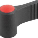 FLÜGELGRIFF EINSEITIG GR.1 M06, A=27,5, H=24 FORM:K MIT DECKEL, THERMOPLAST SCHWARZGRAU RAL7021,