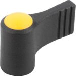 FLÜGELGRIFF EINSEITIG GR.9 M06, A=22, H=18 FORM:K MIT DECKEL, THERMOPLAST SCHWARZGRAU RAL7021,