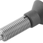 ARRETIERBOLZEN OHNE RASTNUT GR.1 M10X1, FORM:G, EDELSTAHL GEHÄRTET, KOMP:THERMOPLAST SCHWARZGRAU