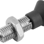 ARRETIERBOLZEN OHNE RASTNUT GR.4 M20X1,5, FORM:H, EDELSTAHL GEHÄRTET, KOMP:THERMOPLAST SCHWARZGRAU