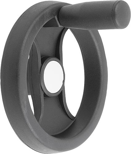 2-SPEICHENHANDRAD D1=129 PASSBOHRUNG MIT NUT D2=14H7, B3=5, T=16,3, POLYAMID, KOMP:POLYAMID, GRIFF