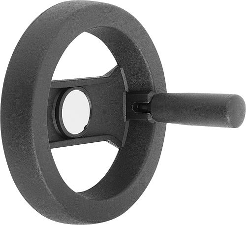 2-SPEICHENHANDRAD D1=346 PASSBOHRUNG MIT NUT D2=20H7, B3=6, T=22,8, POLYAMID, KOMP:POLYAMID, GRIFF