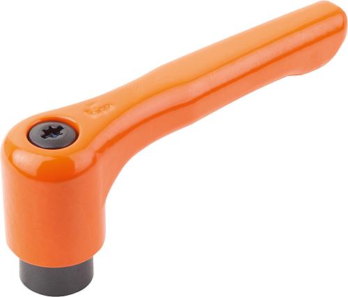 KLEMMHEBEL FLACH GR.2 M08, ZINK ORANGE RAL2004 KUNSTSTOFFBESCHICHTET, KOMP:STAHL BRÜNIERT