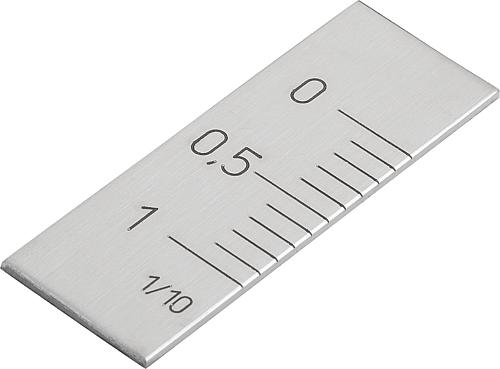 NONIUS SELBSTKLEBEND, VERTIKAL 40X15X1, EDELSTAHL BLANK, NULLPUNKT OBEN, SKALIERUNG RECHTS