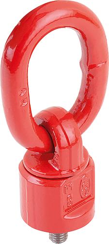ANSCHLAGWIRBEL SCHWENK UND DREHBAR D=M10 STAHL, ROT, GÜTEKLASSE 8