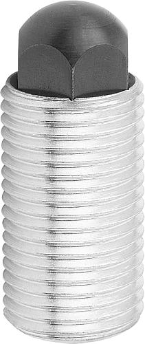 FEDERNDES ZUG-/DRUCKSTÜCK VERSTÄRKTE FEDERKRAFT, MIT VERDREHSICHERUNG D=M20X1,5 L=34, FORM:H, STAHL,