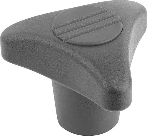 DREHMOMENT-DREISTERNGRIFF D=M08 D1=80 THERMOPLAST, KOMP:EDELSTAHL, ELEKTROLYTISCH POLIERT
