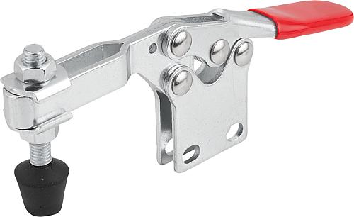 SCHNELLSPANNER STANDARD L=173, FORM:A STAHL, FUß SENKRECHT, KOMP:KUNSTSTOFF, ROT, F2=3200