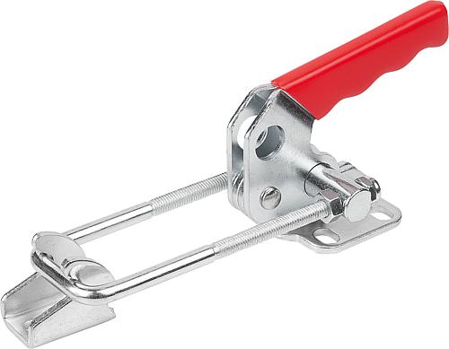 BÜGELSPANNER HORIZONTAL, STANDARD MIT GEGENHALTER, F1=7000, STAHL VERZINKT, KOMP:KUNSTSTOFF ROT