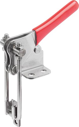 BÜGELSPANNER VERTIKAL MIT GEGENHALTER, F1=2200, EDELSTAHL BLANK, KOMP:KUNSTSTOFF ROT
