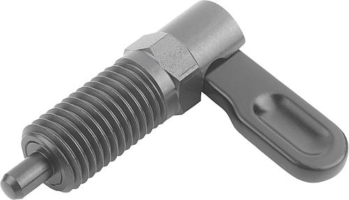 SPERRRIEGEL MIT ANSCHLAG, RECHTS, D=6, M16, FORM:C GRIFF PULVERB., O. MUTTER, STAHL
