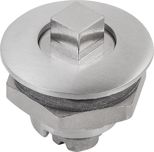 DREHRIEGEL KLEINE AUSFÜHRUNG, MIT VIERKANT 8MM, D=32, H=18, EDELSTAHL A4 1.4404, KOMP:EDELSTAHL