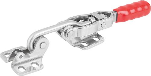 HAKENSPANNER, HORIZONTAL MIT GEGENHALTER, F2=2000, EDELSTAHL BLANK, KOMP:KUNSTSTOFF ROT ÖLBESTÄNDIG