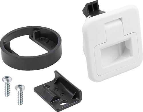 SCHNAPPVERSCHLUSS MIT GRIFF, KLAPPBAR, FORM:A ABSCHLIEßBAR, S=2-7, PC/ABS WEISS, KOMP:PC/ABS WEISS