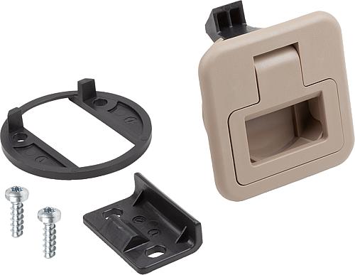 SCHNAPPVERSCHLUSS MIT GRIFF, KLAPPBAR, FORM:A ABSCHLIEßBAR, S=12-17, PC/ABS BEIGE, KOMP:PC/ABS BEIGE