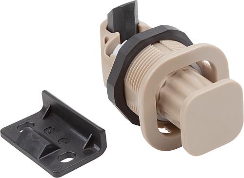 SCHNAPPVERSCHLUSS MIT KNOPF, VERSENKBAR, DREHBAR, H=47, B=40, L=39,87, S=1,2-19, PC/ABS BEIGE