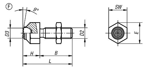 PENDELAUFLAGE, VERSTELLBAR, FORM:F KUGEL ABGEFL. U. GERIFFELT, M08, B=25, L=36,6, EDELSTAHL – Bild 2