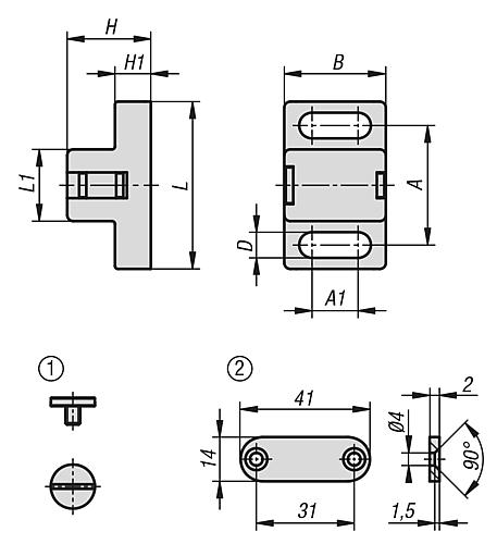 MAGNETVERSCHLUSS, A=30, POLYAMID SCHWARZ, KOMP:STAHL VERZINKT, FLACHKOPFSCHRAUBE M5X6 – Bild 2