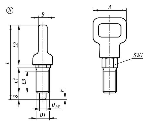 ARRETIERBOLZEN MIT ÖSENGRIFF GR.3 D1=M16, D=8, FORM:A O.RASTNUT, O.KONTERMUTTER, STAHL UNGEHÄRTET, – Bild 2