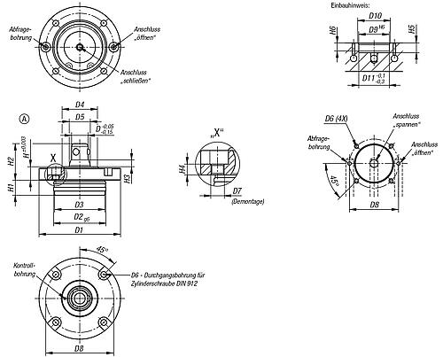 POSITIONIERZYLINDER PNEUMATISCH D1=85, D=20, D2=58, FORM:A, VERGÜTUNGSSTAHL 1.7223 SCHWARZ – Bild 2