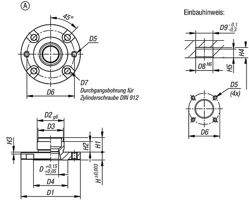 AUFNAHMEBUCHSE, D1=75, D=20, H=10, FORM:A, VERGÜTUNGSSTAHL 1.7225 BRÜNIERT GEHÄRTET, GESCHL. U BRÜN. – Bild 2