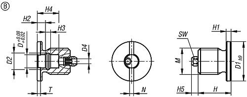 AUFNAHMEBUCHSE FÜR ZUSTANDSSENSOR, M16, D=6, FORM:B MIT GEWINDE UND BUND, EDELSTAHL 1.4305 BLANK – Bild 2