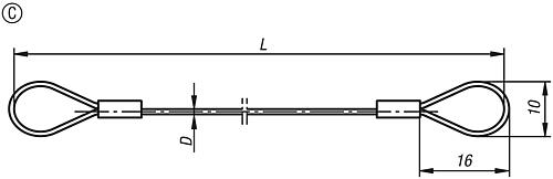 HALTESEIL FORM:C MIT ÖSE L=500, EDELSTAHL, KOMP:ALUMINIUM – Bild 2