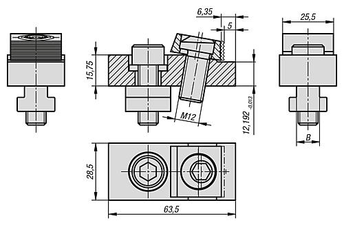 SPANN-EXZENTERSCHRAUBE MIT KLEMMSTÜCK STAHL, MIT AUFLAGE, B=14 – Bild 2