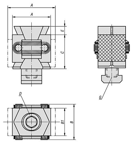 KEILSPANNER DOPPELT, GRF GERIFFELT, B=41 FÜR GEWINDEBOHRUNG G=M12, WERKZEUGSTAHL GEHÄRTET, – Bild 2